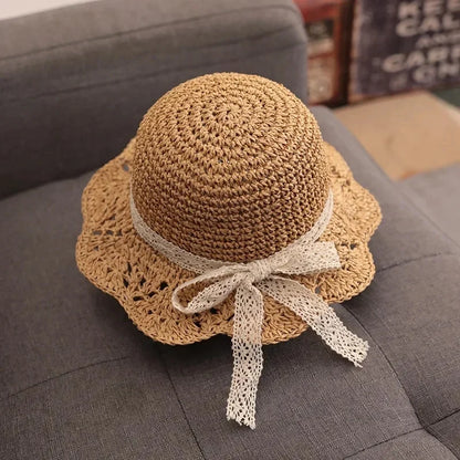 Baby Girl Summer Straw Hat – Fashion Lace Bow Panama Beach Cap for Kids | Lightweight Breathable Princess Sun Protection Hat