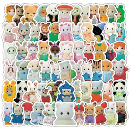 100/200pcs Calico Critters Stickers — Waterproof Cartoon Decals for Laptops, Scrapbooks, Skateboards & Kids’ Decor