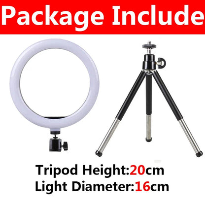 10 Inch LED Selfie Ring Light - Dimmable Photography Fill Lamp With Mini Tripod for Phone Live Video Studio
