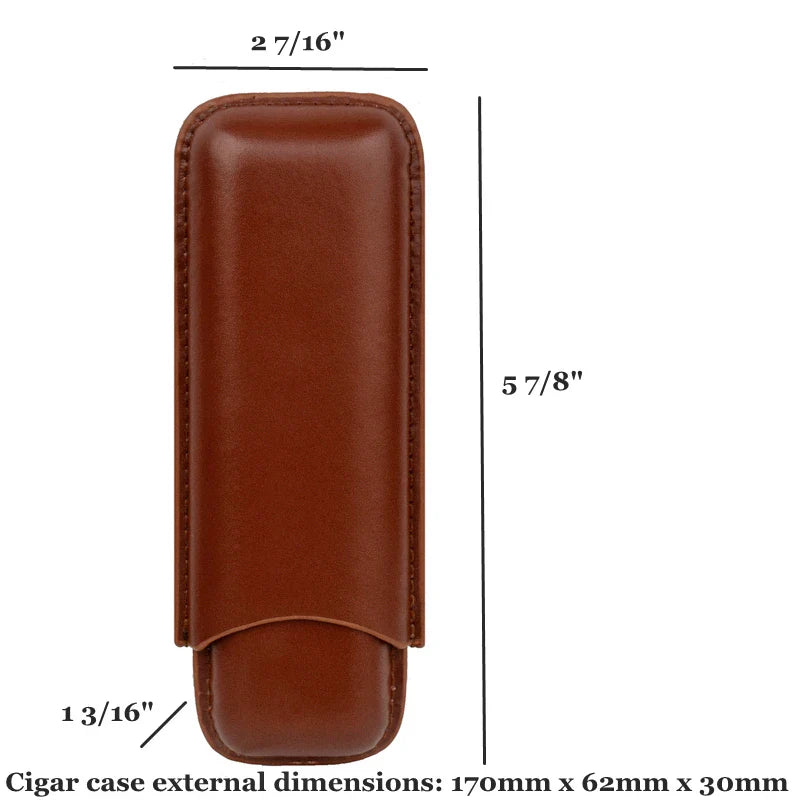 Premium Man-Made Leather Cigar Case - 2 Tube Holder, Mini Travel Humidor Box, Portable Accessory for Cohiba Cigars