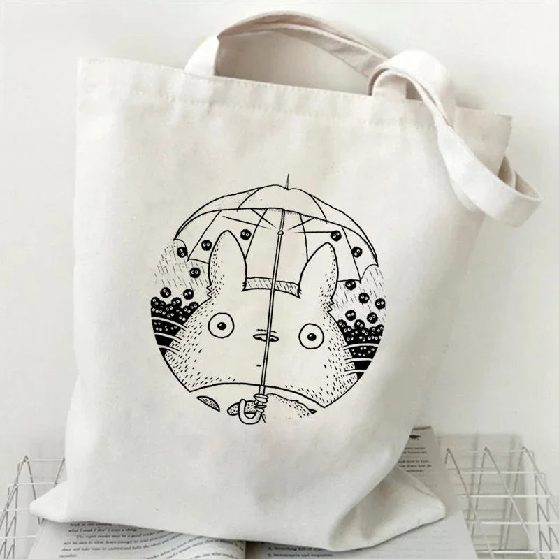 Totoro Studio Ghibli Fashion Tote Bag – Foldable Reusable Shopping Handbag, Harajuku Style Student Bag