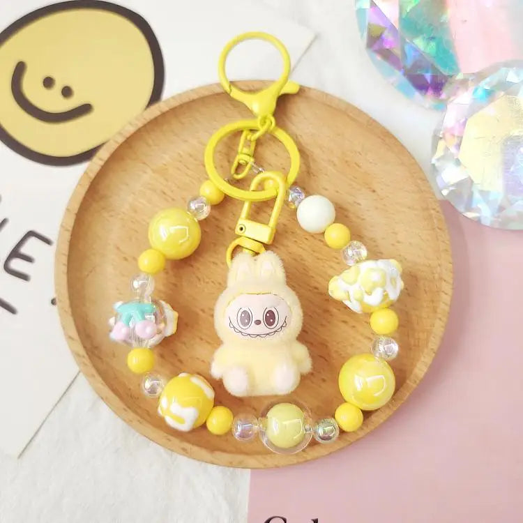 Labubu Keychain — Creative Resin Bead Cartoon Pendant for Backpack, DIY Couple & Kids Gifts
