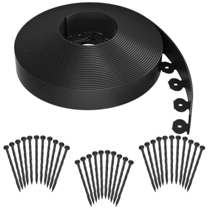 No-Dig Landscape Edging Kit - 33-100FT Plastic Garden Border with Anchoring Spikes