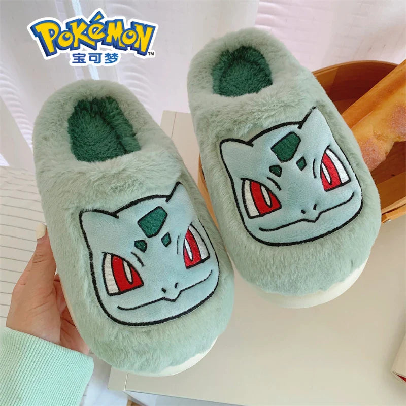 Genuine Pokémon Snorlax Plush Slippers – Warm Autumn & Winter Anime Cotton Footwear for Men & Women