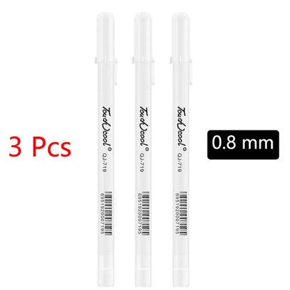 White Marker Pen Set - Waterproof Oil-Based Gel Pens for DIY, Graffiti, Sketching & School Supplies
