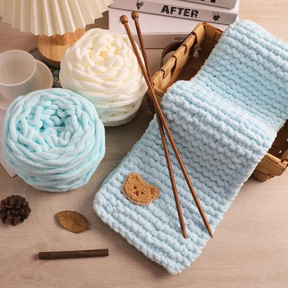 6 Yarn Balls + Teddy Bear DIY Craft Kit – Handmade Thick Woven Scarf Thread Set for Knitting, Jewelry & Creative Gift Making