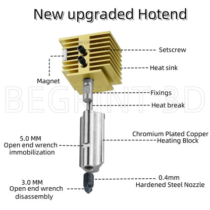 Bambu Lab A1 Mini Hotend Kit – Replaceable Nozzle 0.2, 0.4, 0.6, 0.8MM for A1/A1 Mini 3D Printer Assembly