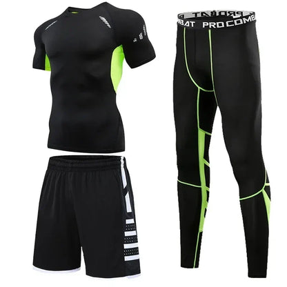 Men's Running Tracksuit Set - Compression Fitness Sportswear With Leggings, Gym Tights & Training Sweatpants
