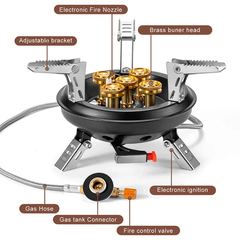 BRS-201A Portable Camping Gas Stove – 16000W High Pressure Propane Butane Burner – Outdoor Emergency Stove with Piezo Ignition