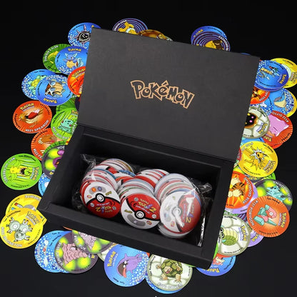 100/160pcs Pokemon Tazos – 1st & 2nd Generation 3D Round and Square Collector Cards, Album Trainer Pogs for Cheetos Chipitaps
