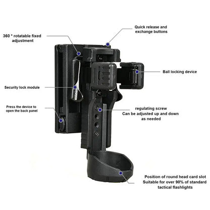 Multipurpose Flashlight Holster - Belt Mount Quick Release Holder Portable Light Carry Case for Outdoor Use