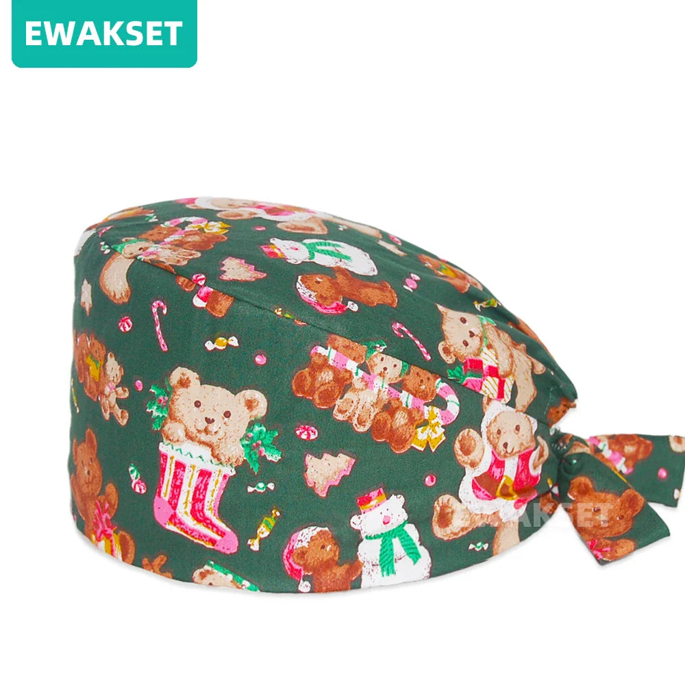 Unisex Soft Scrub Cap – Cartoon Print Surgical Hat for Men and Women, Operating Room Nursing Accessories