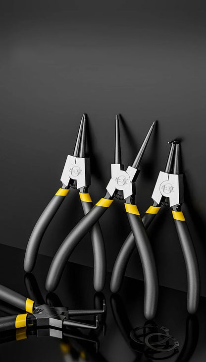 4-Piece Circlip Pliers Set - 6/7 Inch Retaining Ring Needle Nose Tools for Shaft Installation & Removal