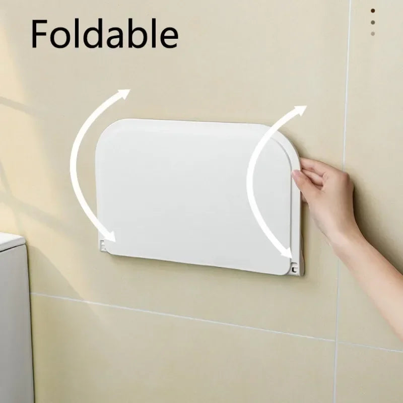 Foldable Wall Shelf - Punch-Free Wall-Mounted Plastic Floating Shelf for Bathroom, Toilet, Towel, and Clothes Storage