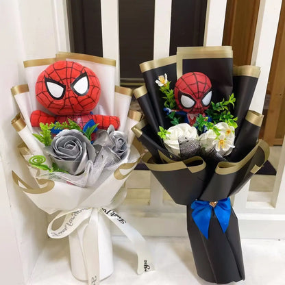 Superhero Plush Dolls — Handmade Spider-Man, Hulk, Superman & Captain America Bouquet Toys, Gift for Boys, Graduation, Christmas & Birthday
