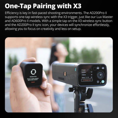 Godox AD200Pro II TTL Wireless Camera Pocket Flash – 2.4G, Compatible with X1T for Nikon, Canon, Sony, Fuji, Olympus