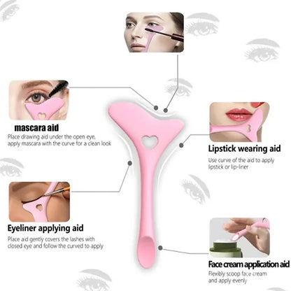 Multi-Functional Eyeliner Stencil - Wing Tips & Lipstick Aid, Reusable Silicone Makeup Tools