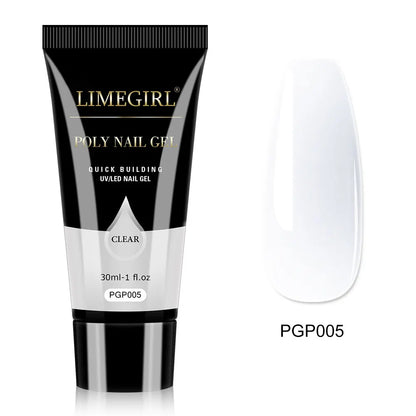 LIMEGIRL 30ml Nail Extension Gel – Glitter Soak-Off Acrylic UV Poly Gel for Quick Nail Build & Manicure