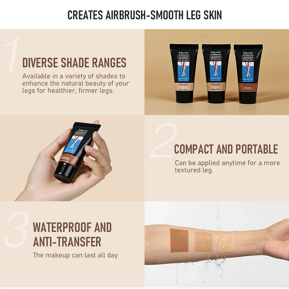 30g Moisturizing Leg & Body Foundation — Liquid Fake Tan Cream for Even Skin Tone and Skin Care