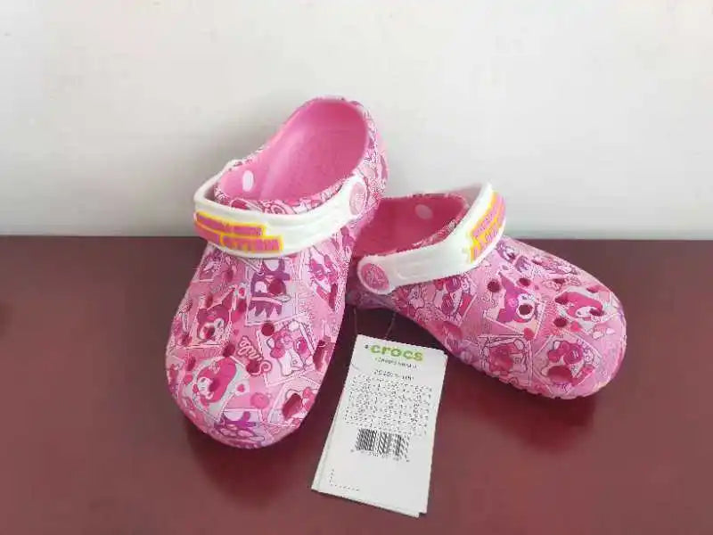 Sanrio Hello Kitty & Kuromi Girls' Summer Slippers – Non-Slip Soft Sole Wrap Toe Sandals