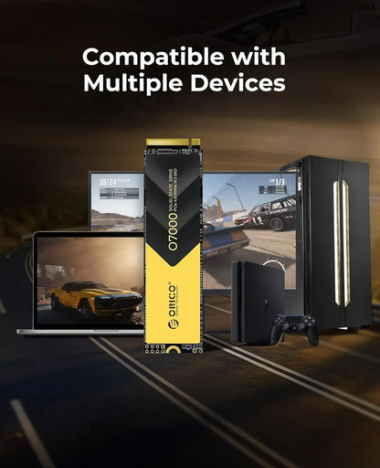 ORICO O7000 PCIe 4.0 7400MB/s M.2 NVMe SSD – Internal Solid State Drive for PS5, Gaming & Content Creators (M.2 M Key 2280)