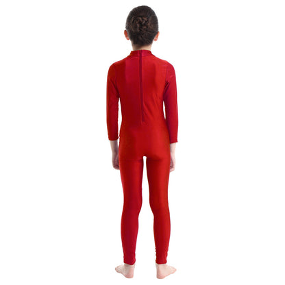 Kids Girls Full Body Gymnastics Bodysuit, Ballet Dance Jersey Leotard, Jumpsuit Sports Unitard, Children Dancewear and Sportswear