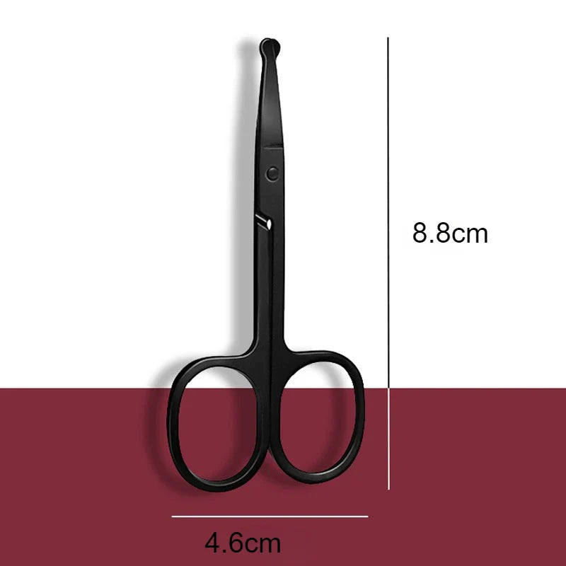 Black Stainless Steel Nose Hair Scissors – Safe Rounded Tip, Unisex Trimmer