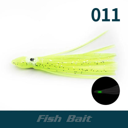 PRO BEROS 5Pcs Luminous Octopus Fishing Lures - Silicone Squid Skirts Glow Bait for Tuna Trolling & Sea Jigging