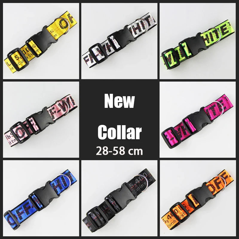 Nylon Dog Collar & Harness Set – Adjustable Durable Leash, Trendy Pet Accessories for Small & Medium Dogs, Seat Belt Safe