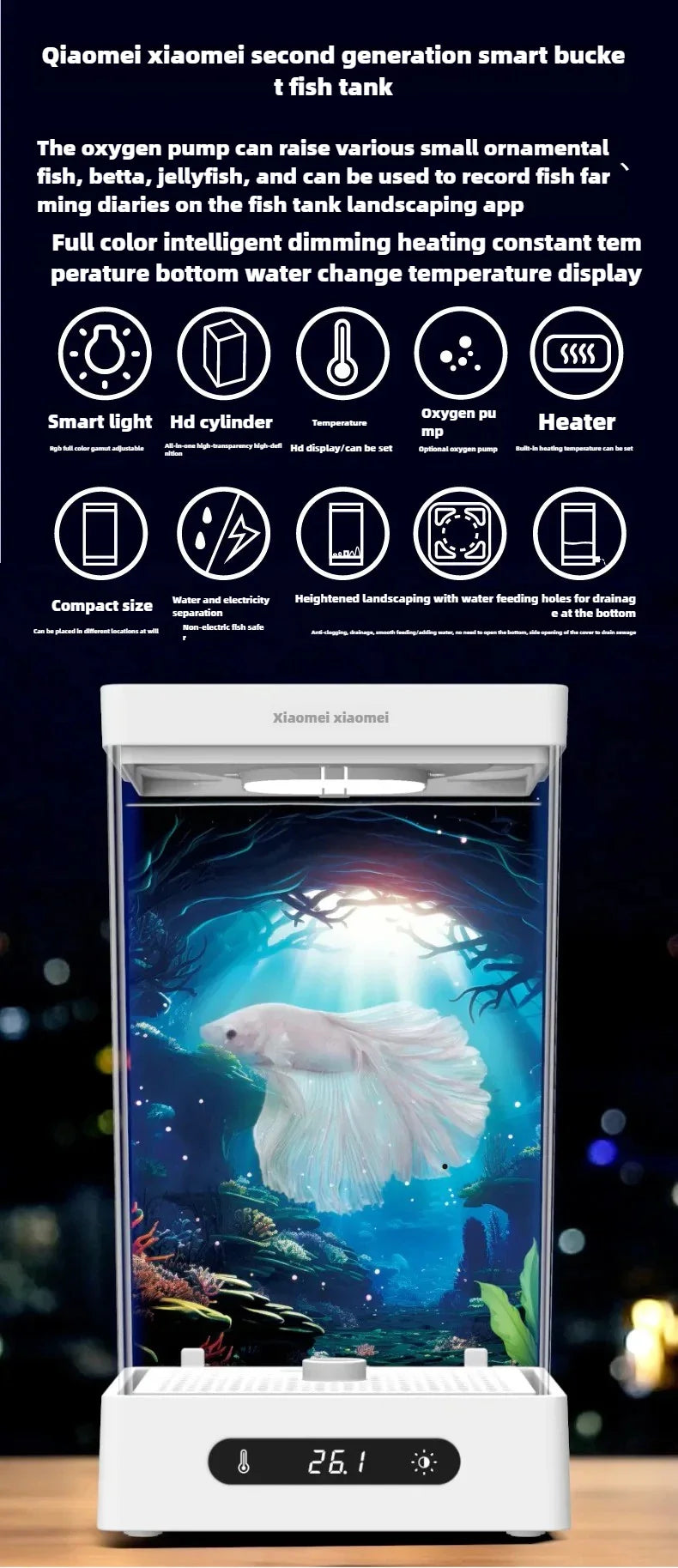 Smart Betta Fish Tank – Mini Desktop Self-Circulating Ecological Aquarium for Small Spaces