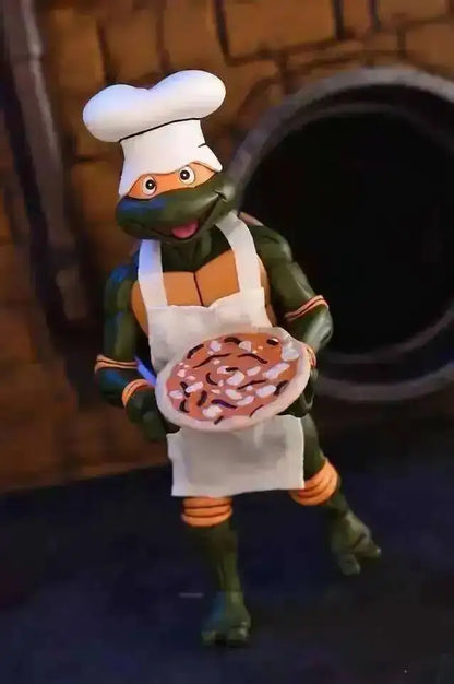 Four New NECA Anime Action Figures – Leonardo Teenage Mutant Ninja Turtles Pizza Club Model Figurines for Toys & Shelf Display