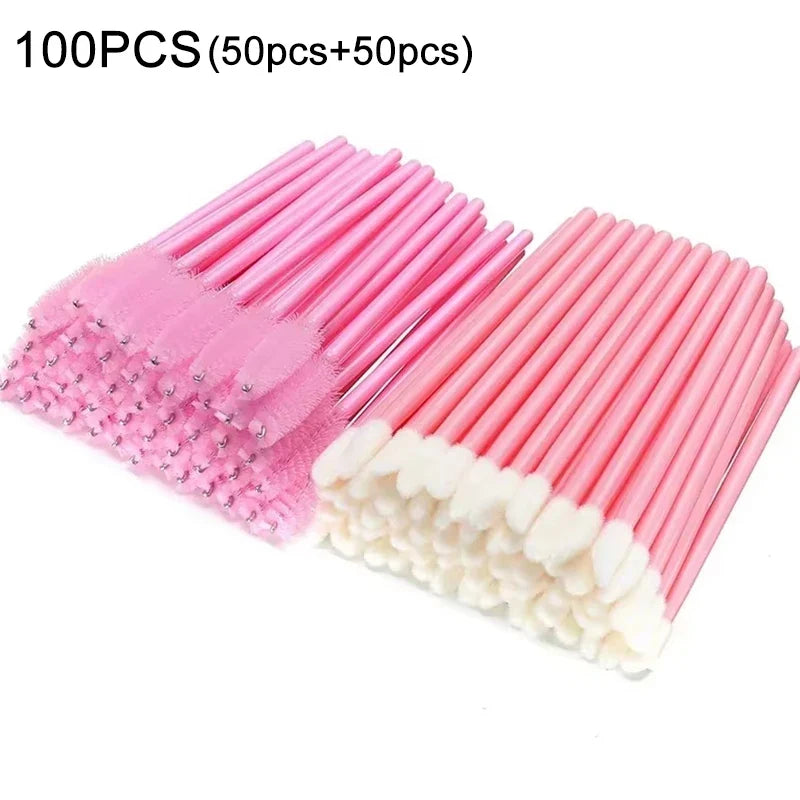 50/1000pcs Disposable Eyelash Brushes - Mascara Wands, Eyebrow Spoolie Applicators & Makeup Extension Tools