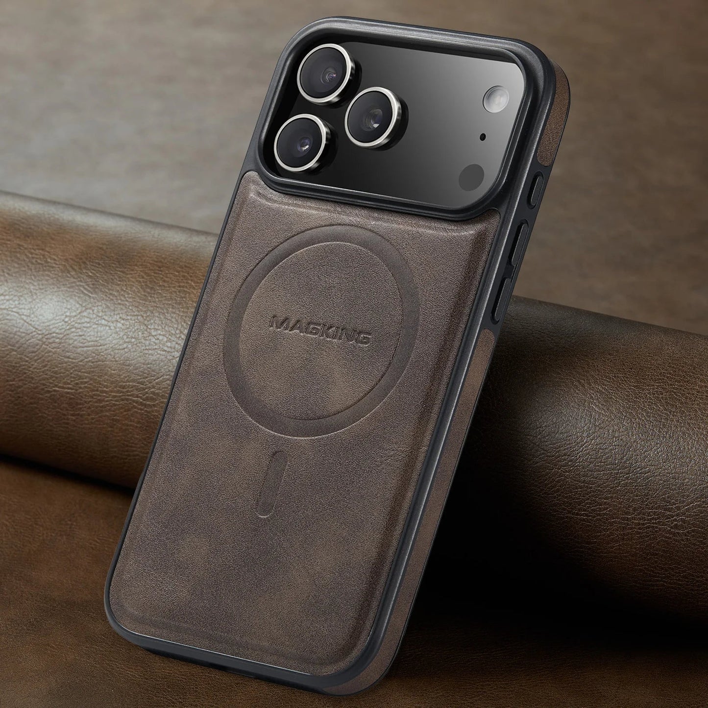 Leather MagSafe Phone Case - Magnetic Charging Shockproof Cover for iPhone 17 Air, 16, 15, 14, 13 & 12 Series