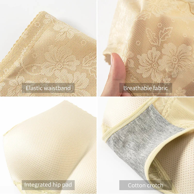 Women’s Butt Padded Enhancer Panties — Lace Breathable Seamless Shapewear, Butt Lifter Slim Briefs