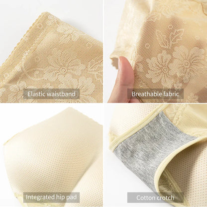Women’s Butt Padded Enhancer Panties — Lace Breathable Seamless Shapewear, Butt Lifter Slim Briefs