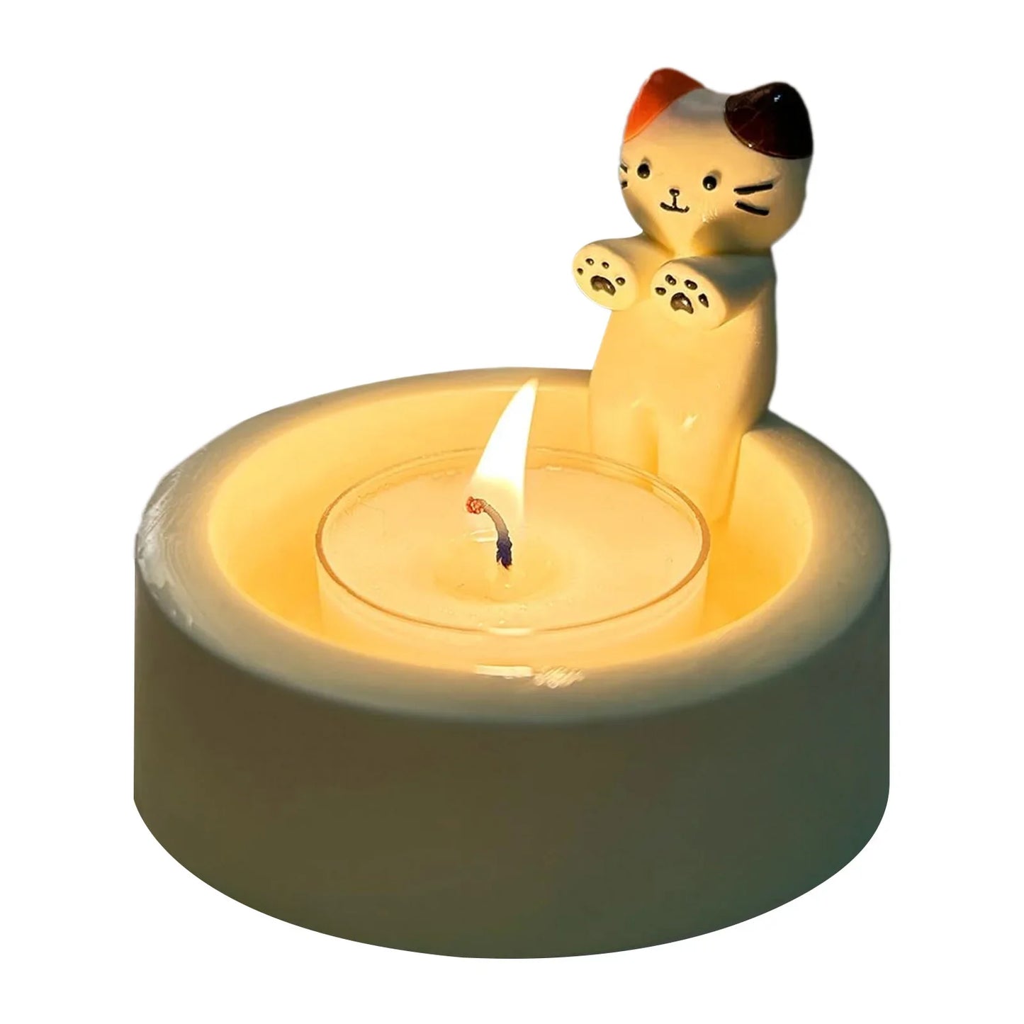 Cartoon Cat Tea Light Candle Holder – Cute Desktop Decorative Ornaments for Office & Home, Candlestick Craft Decoration