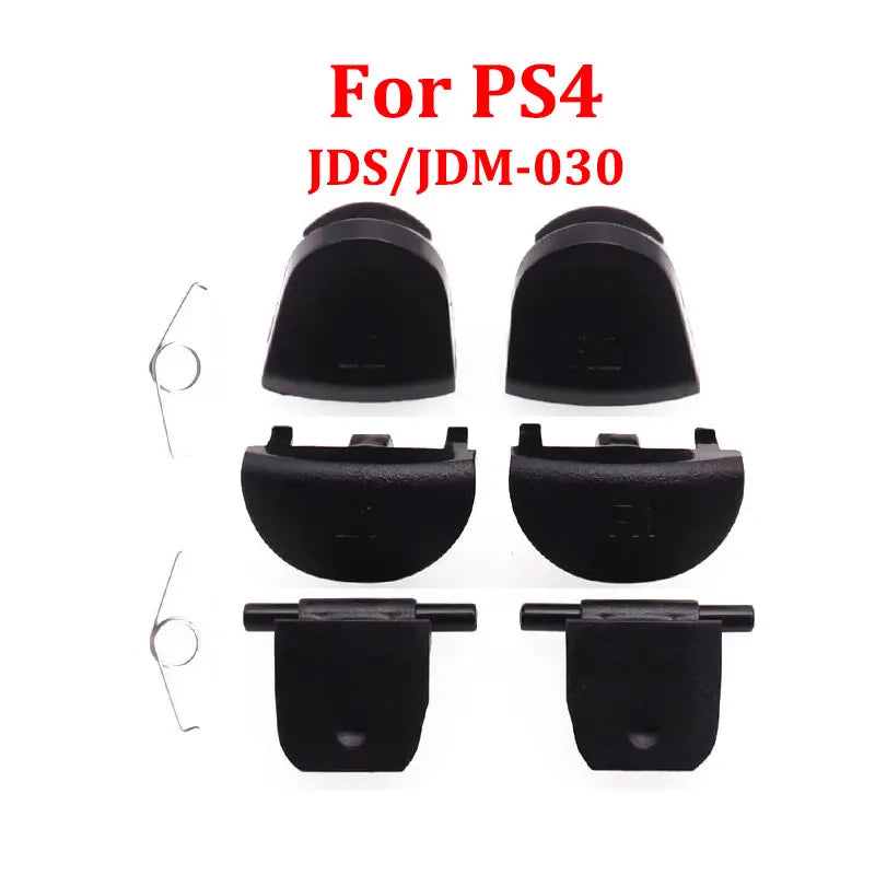 JCD PS3/PS4/PS5 Controller Replacement Trigger Buttons Set – L1 R1 L2 R2 Game Keys with Springs (Black)