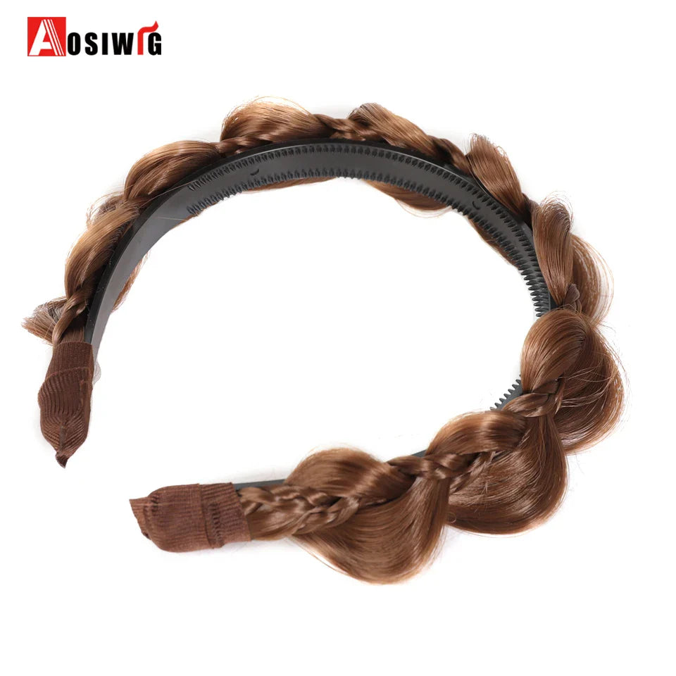 Synthetic Fishbone Braided Headband – Bohemian Plaited Hairpiece for Women Hairstyling