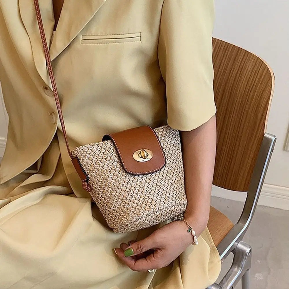 Mini Handmade Straw Bag – Casual Bohemian Crossbody Beach Bag for Women