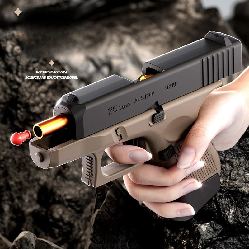 Mini G26 Pocket Toy Gun with Continuous Shell Ejection – Soft Bullet Blaster Airsoft Model Pistol with Blowback Action, Educational Shooting Toy