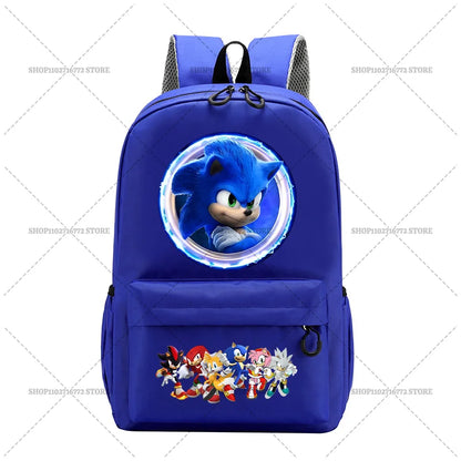 Cartoon Sonic Backpack — School Bag for Kids & Teens Featuring Amy, Rose & Shadow Characters, Perfect Gift for Boys