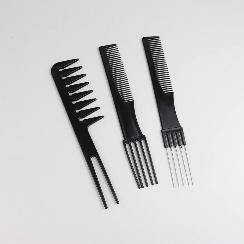10pcs Black Hair Comb Set – 10 Different Designs, Multifunctional Anti-Static Hair Care Combs