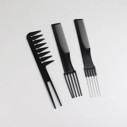 10pcs Black Hair Comb Set – 10 Different Designs, Multifunctional Anti-Static Hair Care Combs