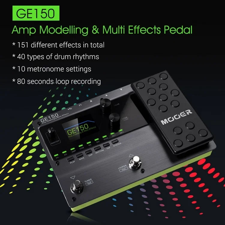 MOOER PE100 Portable Guitar Multi-Effects Processor – 39 Effects, 40 Drum Patterns & 10 Tempo Options