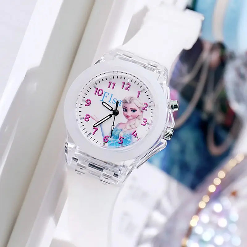 Disney Frozen Princess Kids Watch - Girls' Luminous LED Colorful Wristwatch for Students & Ladies