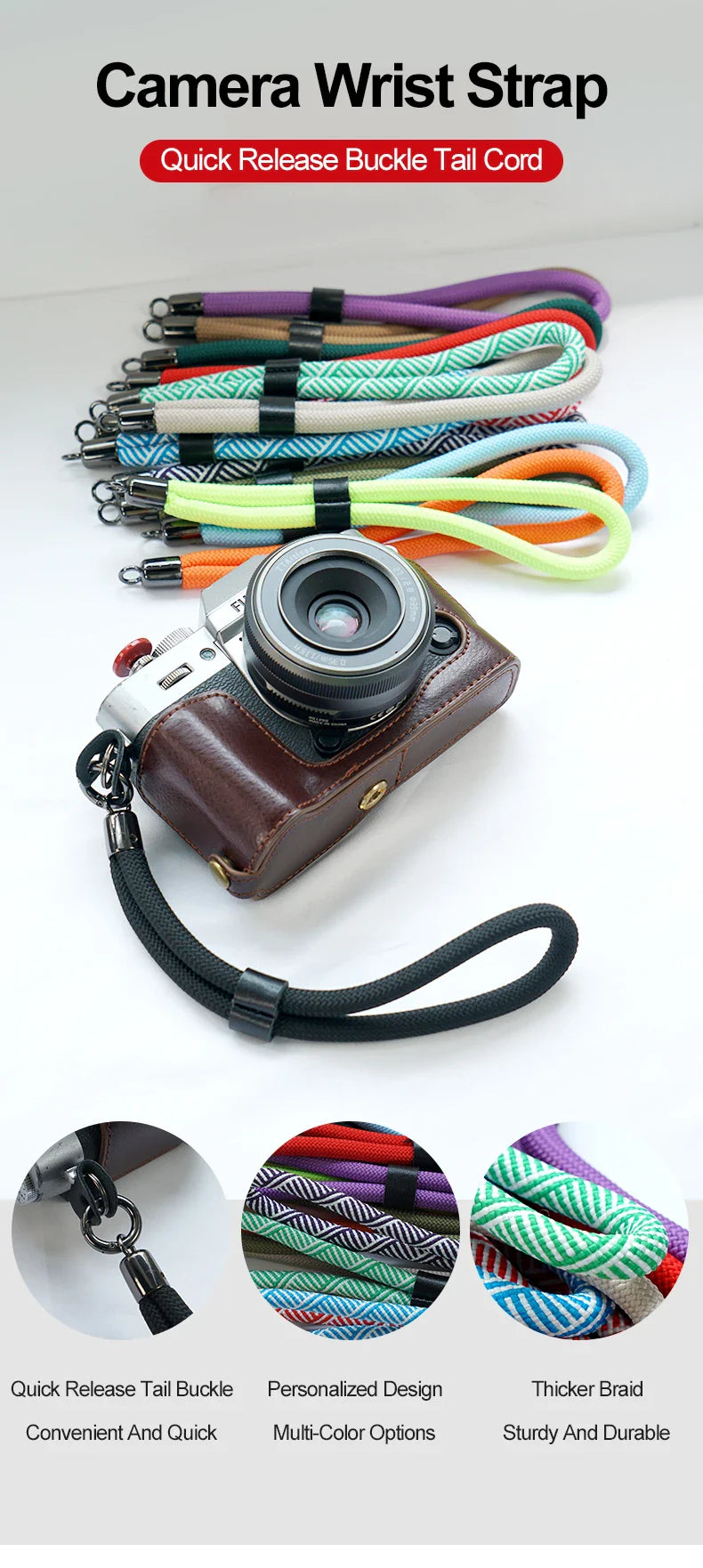Camera Wrist Strap Nylon Rope Hand Belt with Quick Release for Nikon DSLR Mirrorless SLR GoPro