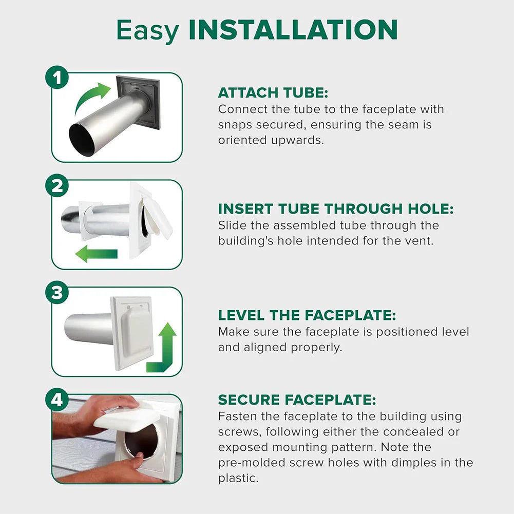Dual Door Dryer Vent Cover with Screws – Easy Install Exterior Exhaust Vent for Home Safety