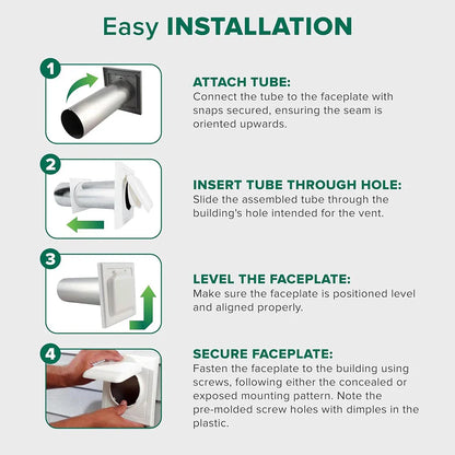 Dual Door Dryer Vent Cover with Screws – Easy Install Exterior Exhaust Vent for Home Safety