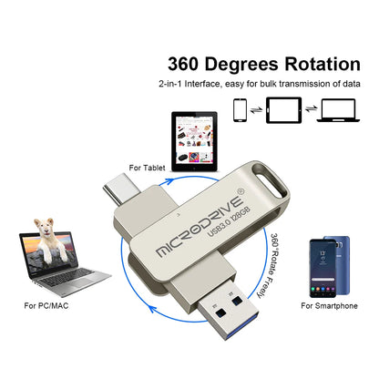 Type-C USB 3.0 Flash Drive – 64GB to 128GB Pen Drive for Phone & PC, Ideal Gift