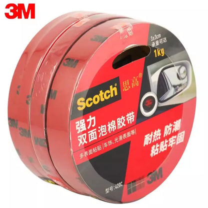 Original 3M Double-Sided Adhesive Tape - 3M Scotch Foam Mounting Waterproof Tape for Car, LED Lights & Office Use
